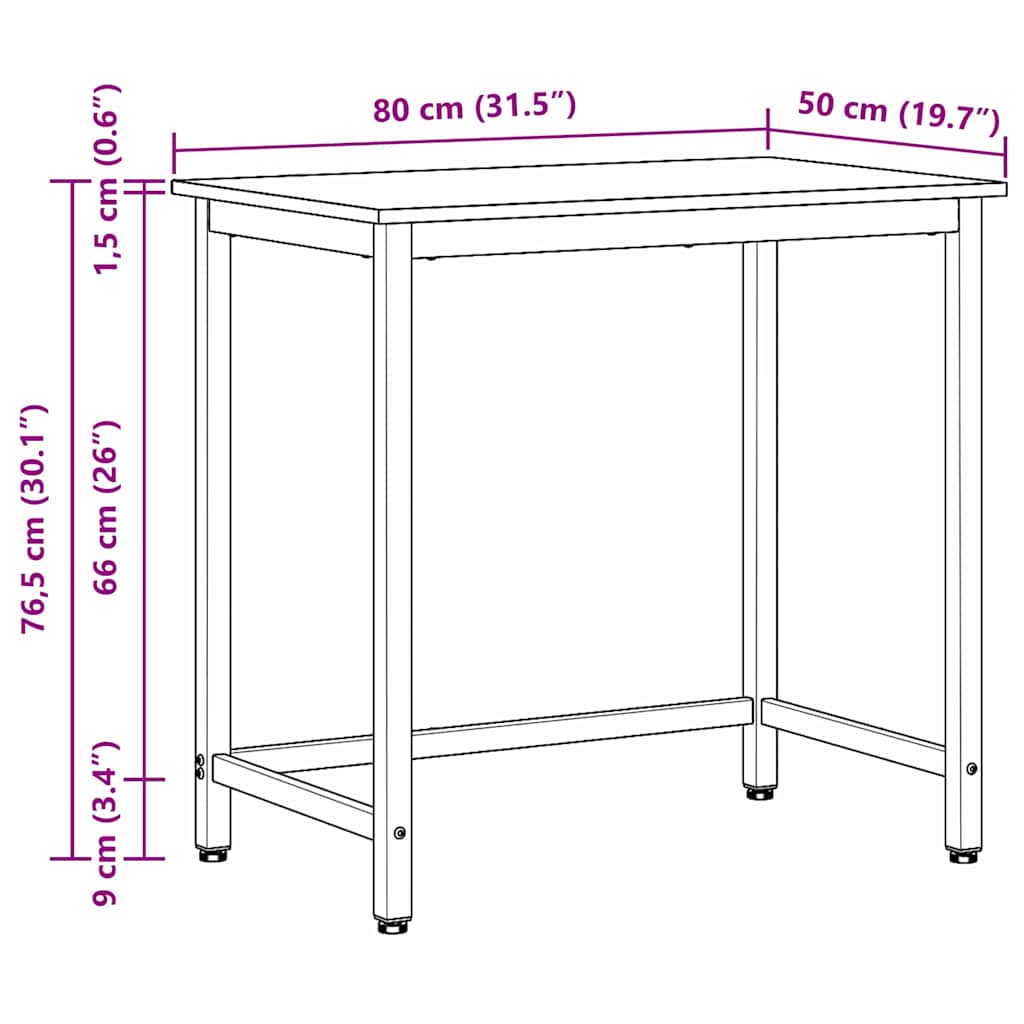bord Artisan Egetræ 100 x 50 x 76,5 cm Ingeniørtræ og stål