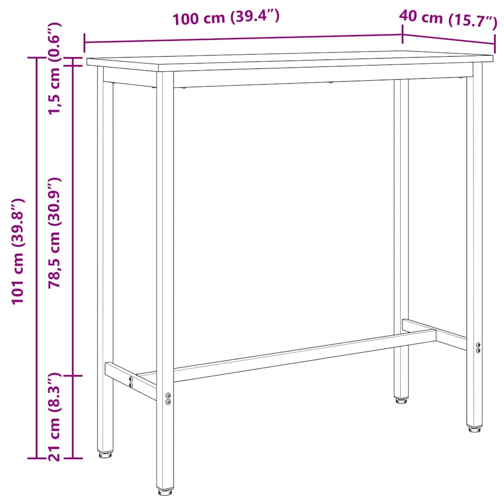 bord Naturfarvet 100 x 40 x 101 cm Ingeniørtræ og stål