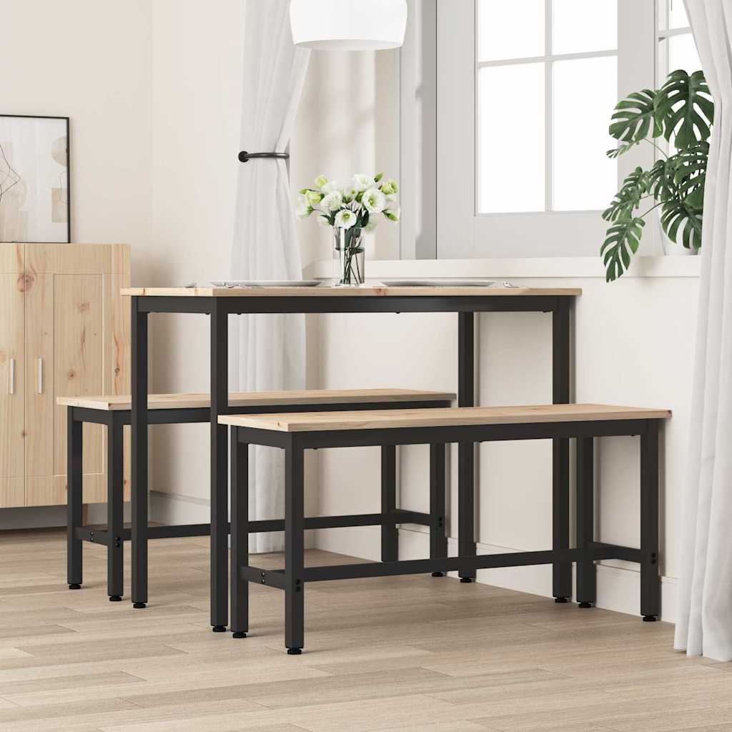 Spisebænke 2 pcs Naturfarvet 100 x 32,5 x 49 cm