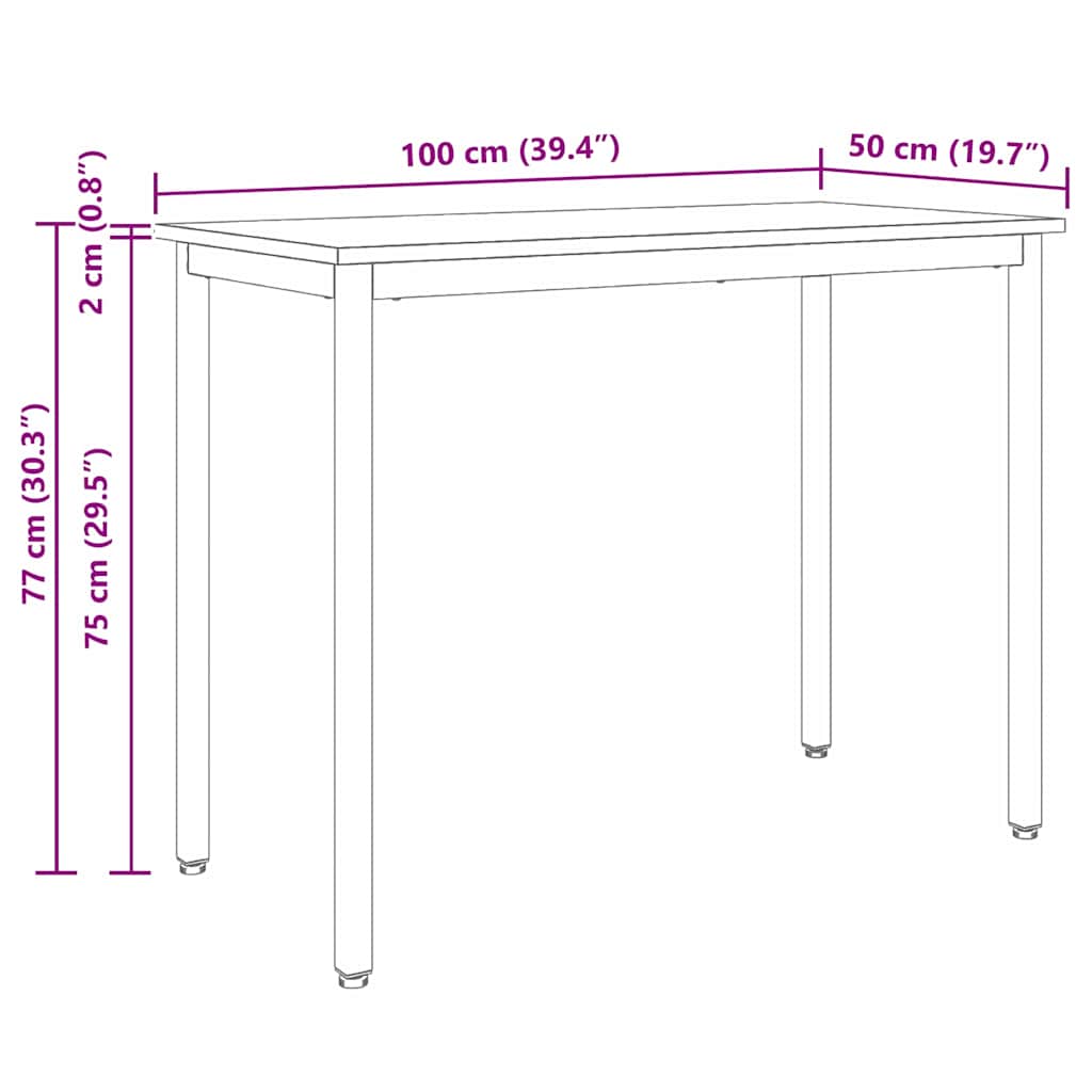 bord Hvid 100 x 50 x 77 cm Ingeniørtræ og stål