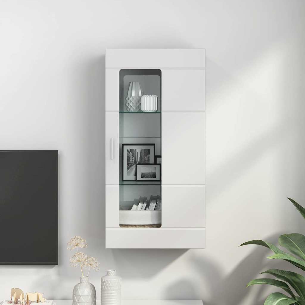 Træskab Høj gloss hvid 50 x 29 x 100 cm Konstrueret træ