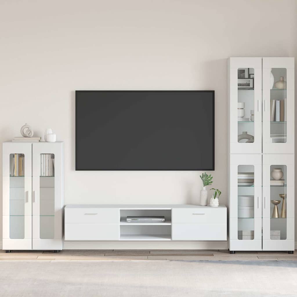 Sideboard med hylde FLORIN Høj gloss hvid 55,5 x 29 x 100 cm