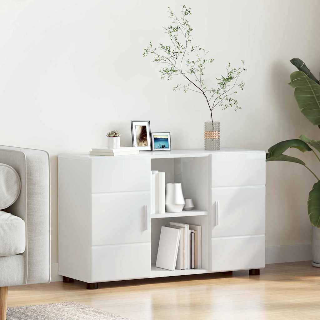 Sideboard med hylde FLORIN Høj gloss hvid 88,5 x 30,5 x 55,5 cm