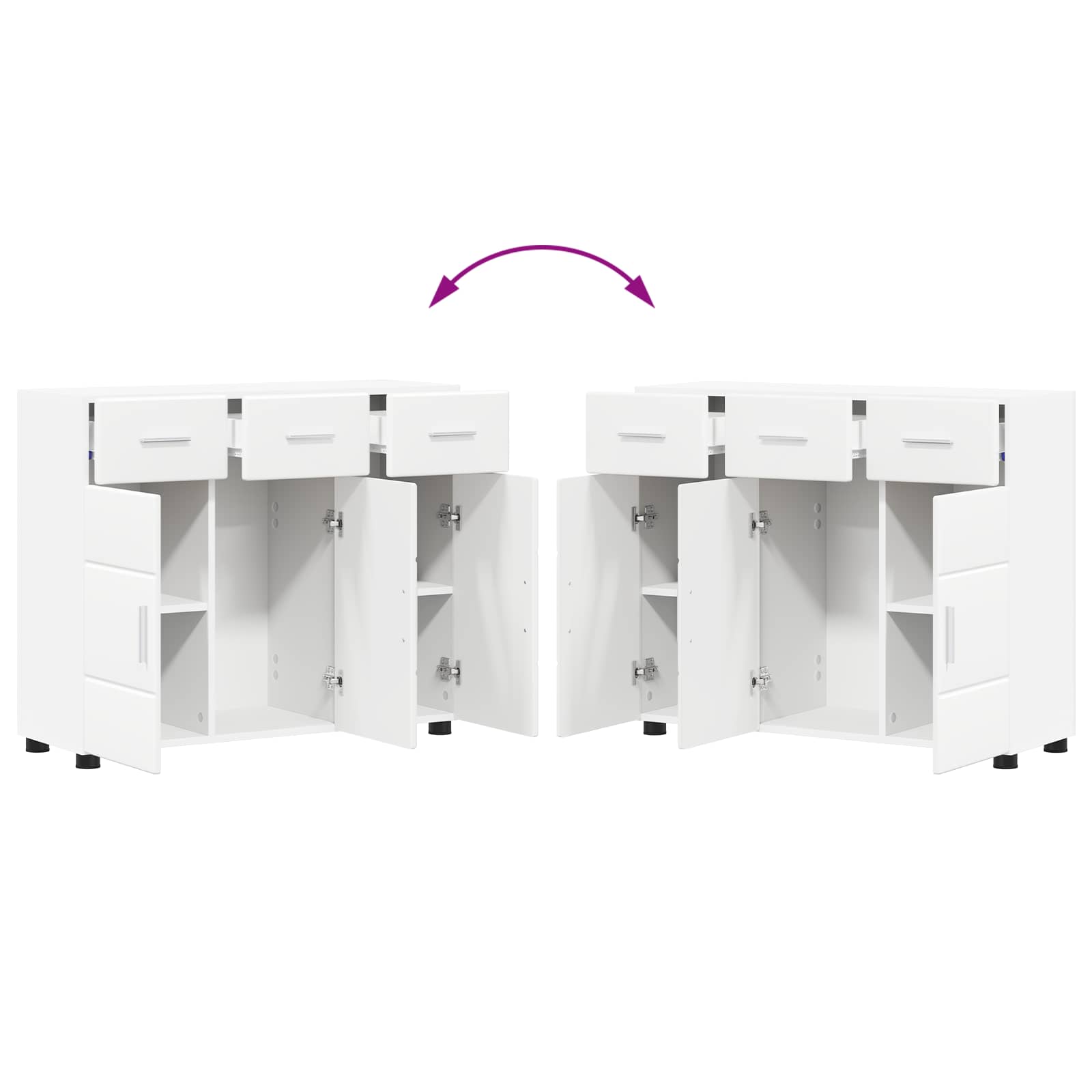 Sideboard FLORIN Hvid 88,5 x 30,5 x 73 cm Konstrueret træ
