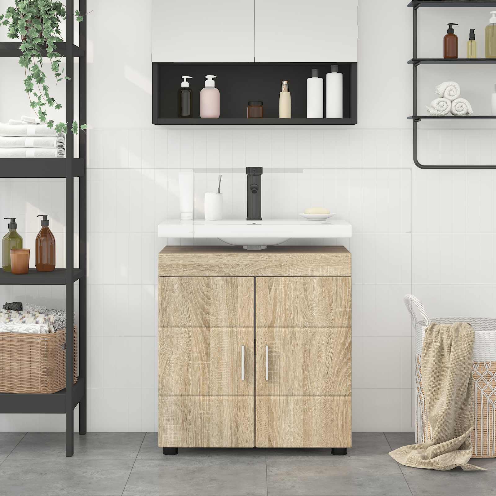 Badeværelsesskabsæt TULUM Sonoma eg 60 x 34 x 63 cm billede