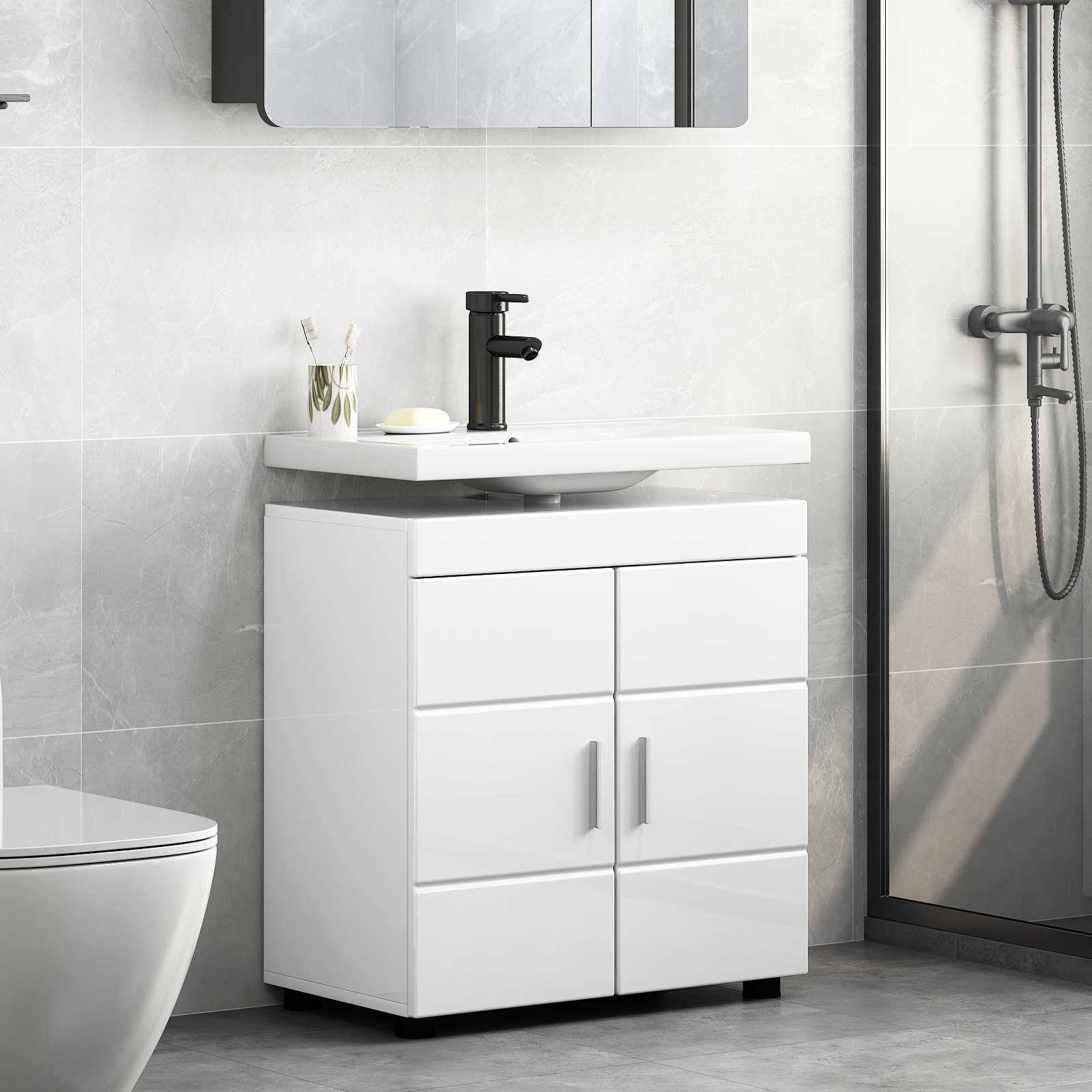 Badevrelsesskabst TULUM Hj gloss hvid 60 x 34 x 63 cm
