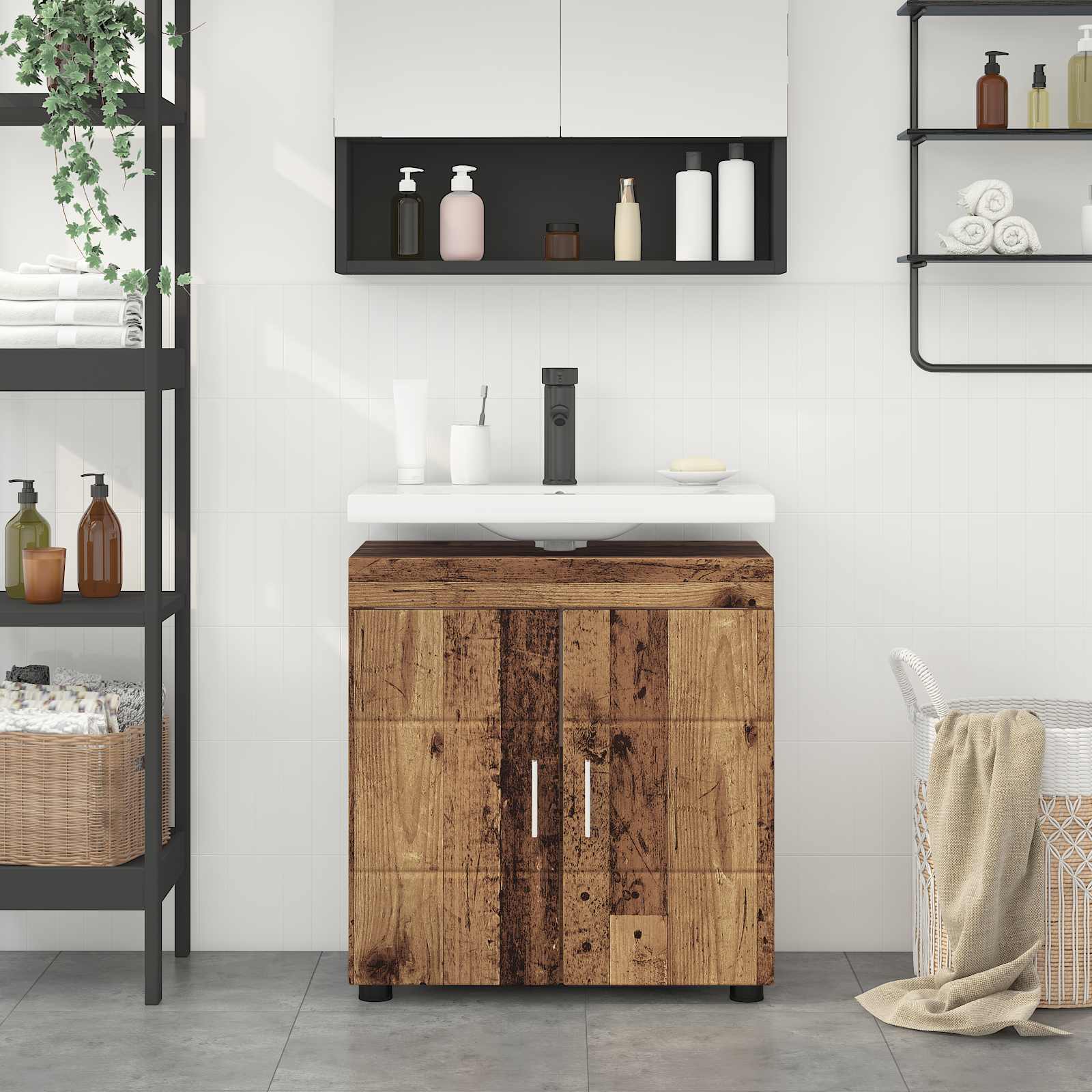 Badeværelsesskabsæt TULUM Gammelt træ 60 x 34 x 63 cm billede