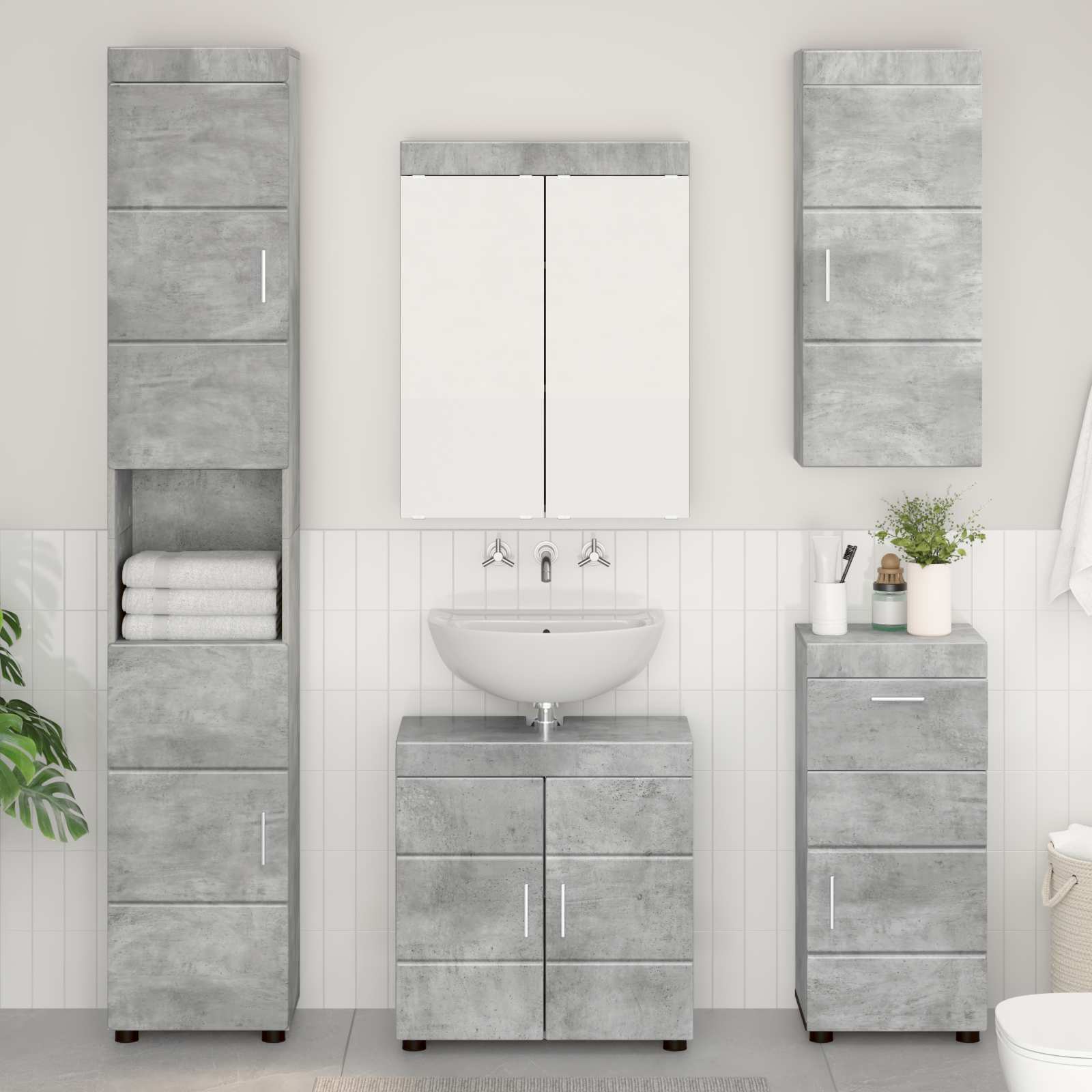 Badeværelsesvægskab med hylde TULUM Beton Grå 37 x 24,5 x 86 cm
