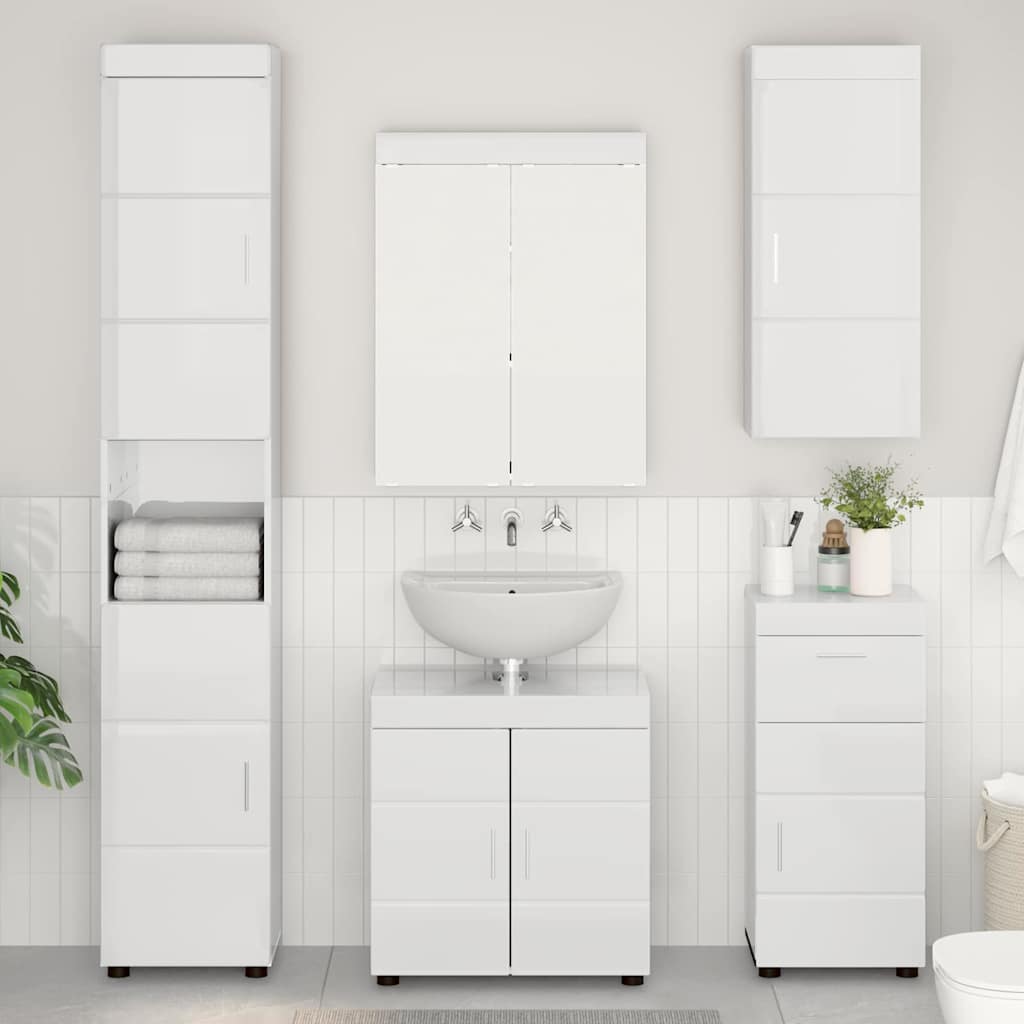 Badeværelsesvægskab TULUM Høj gloss hvid 37 x 24,5 x 86 cm