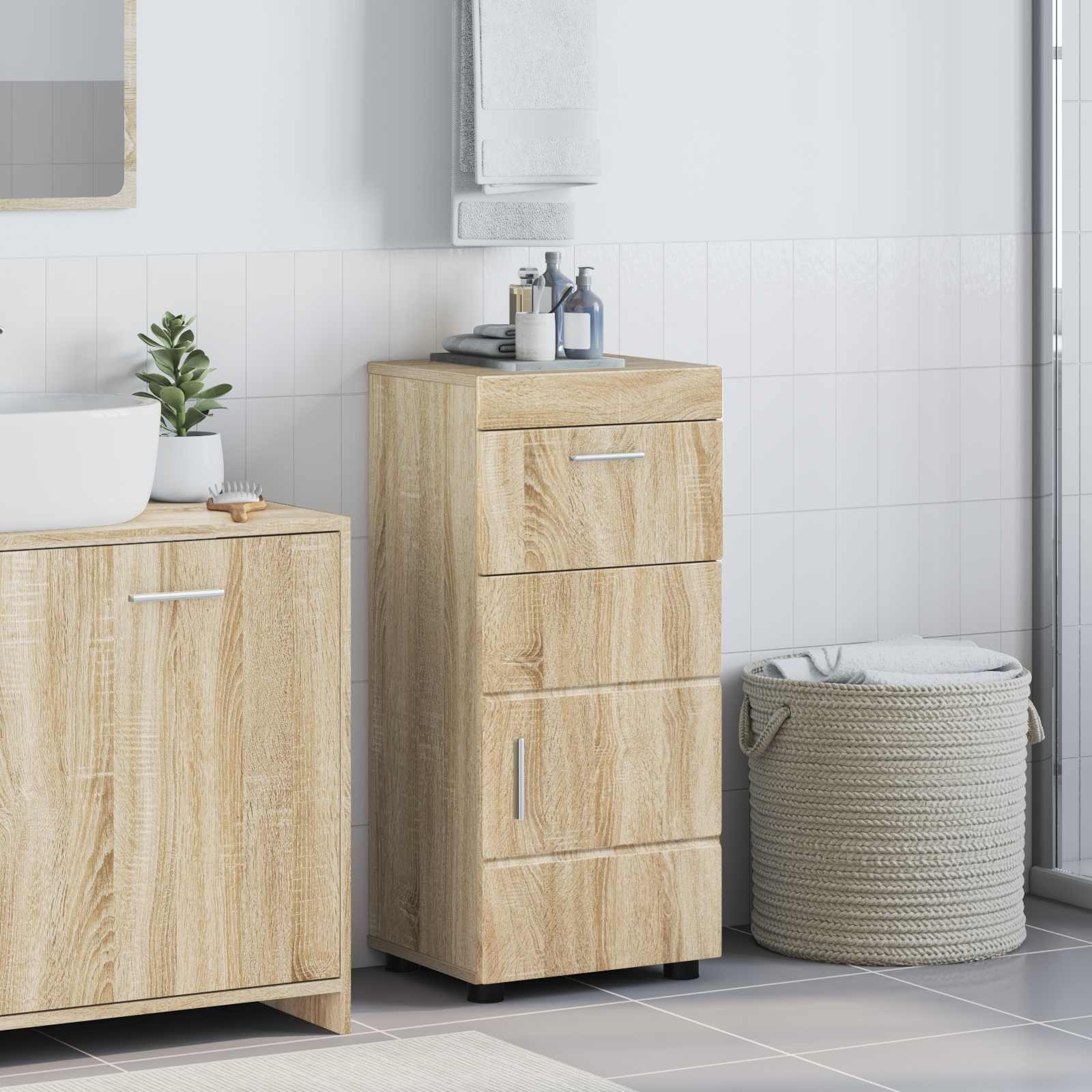 Badeværelsesskabsæt TULUM Sonoma eg 37 x 31,5 x 82 cm billede