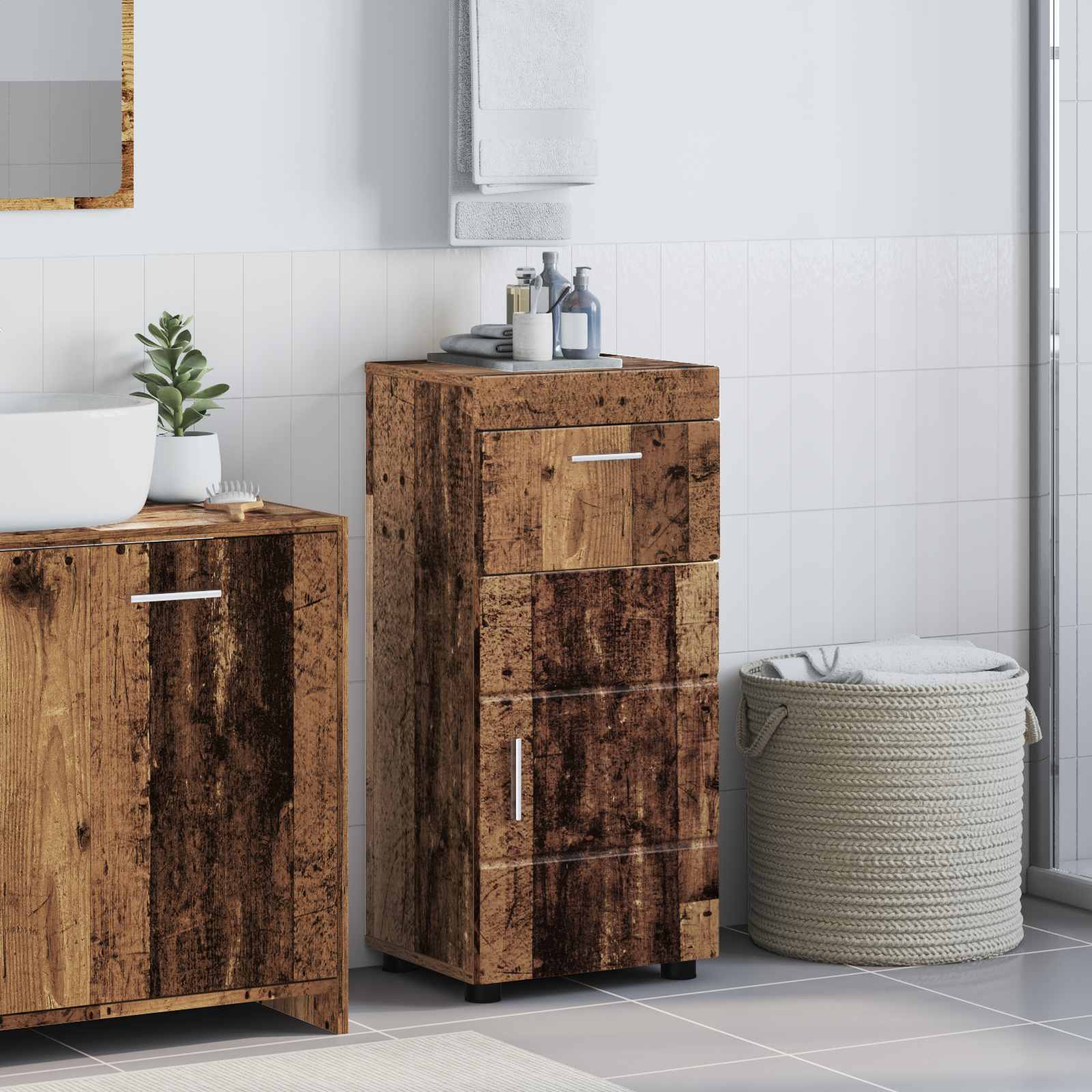 Badeværelsesskabsæt TULUM Gammelt træ 37 x 31,5 x 82 cm billede