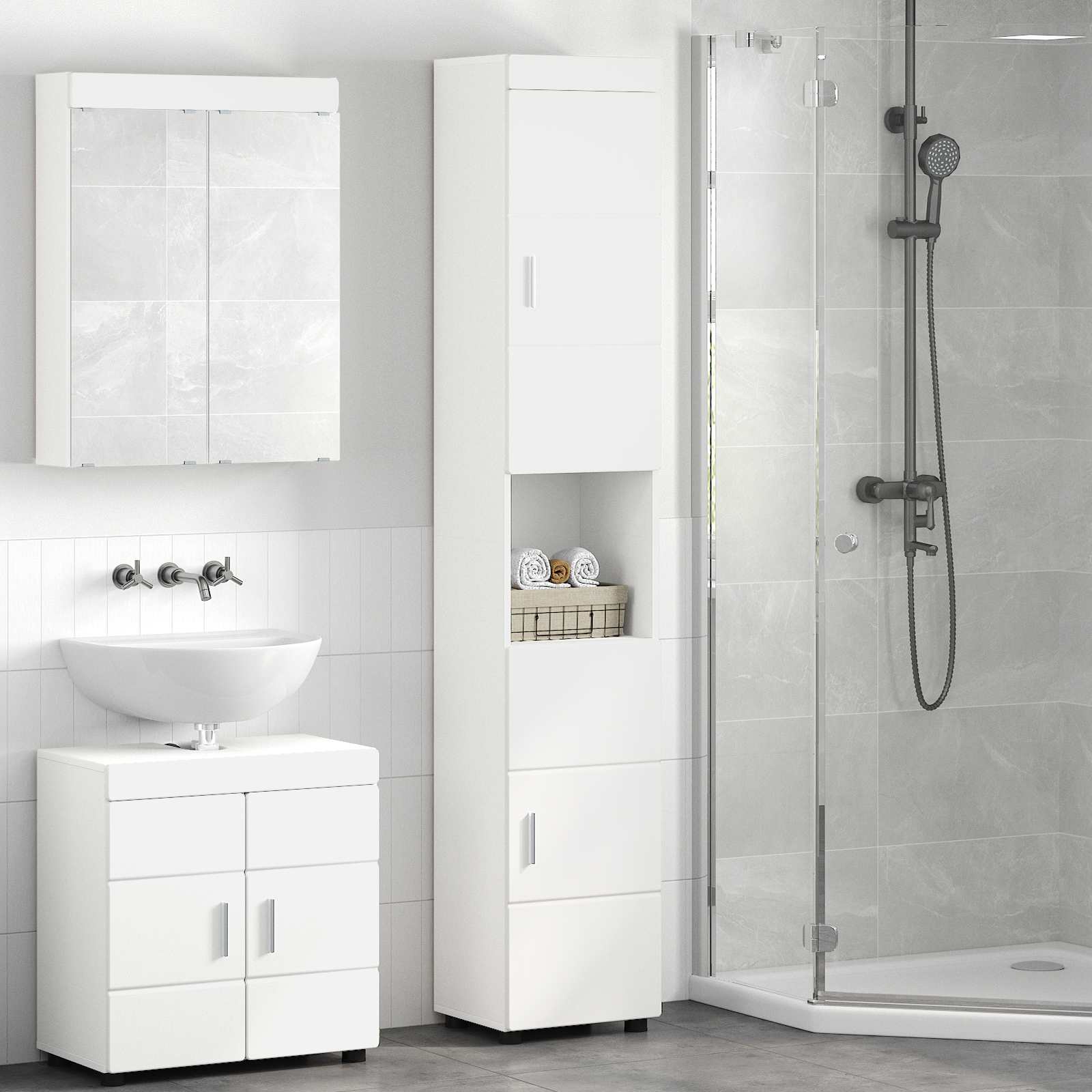 Badevrelsesskabst TULUM Hvid 37 x 31,5 x 203 cm