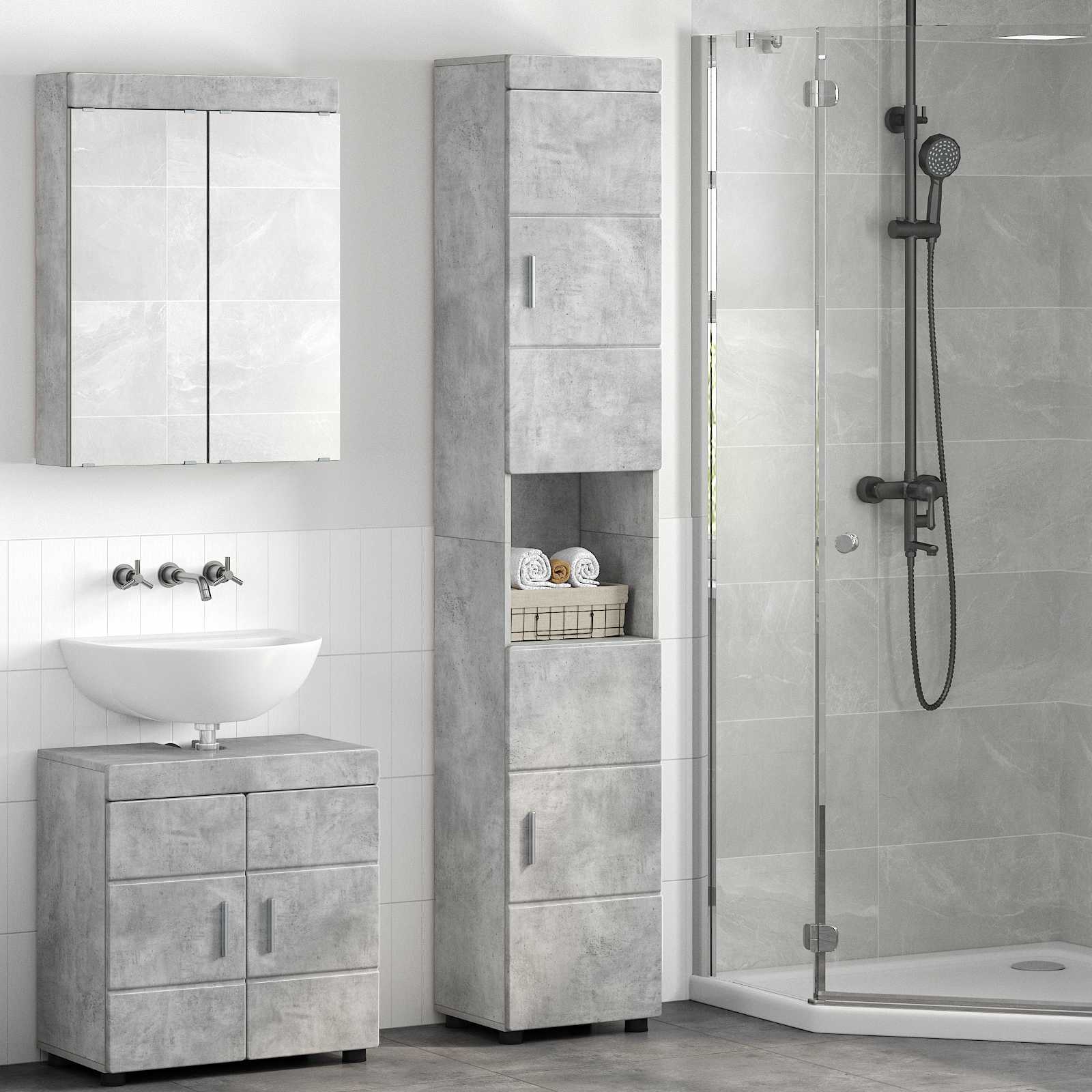 Badevrelsesskabst TULUM Beton Gr 37 x 31,5 x 203 cm