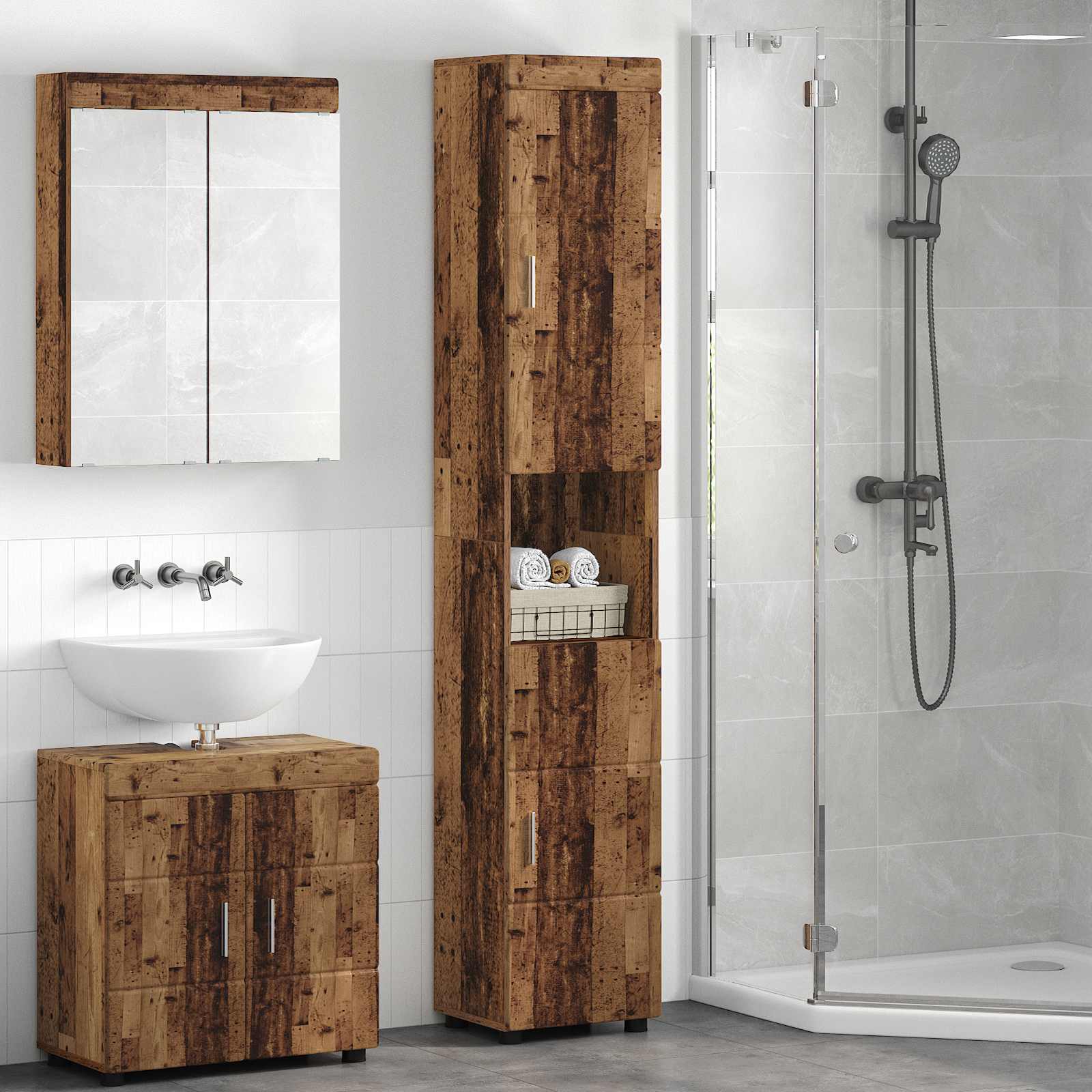 Badevrelsesskabst TULUM Gammelt tr 37 x 31,5 x 203 cm