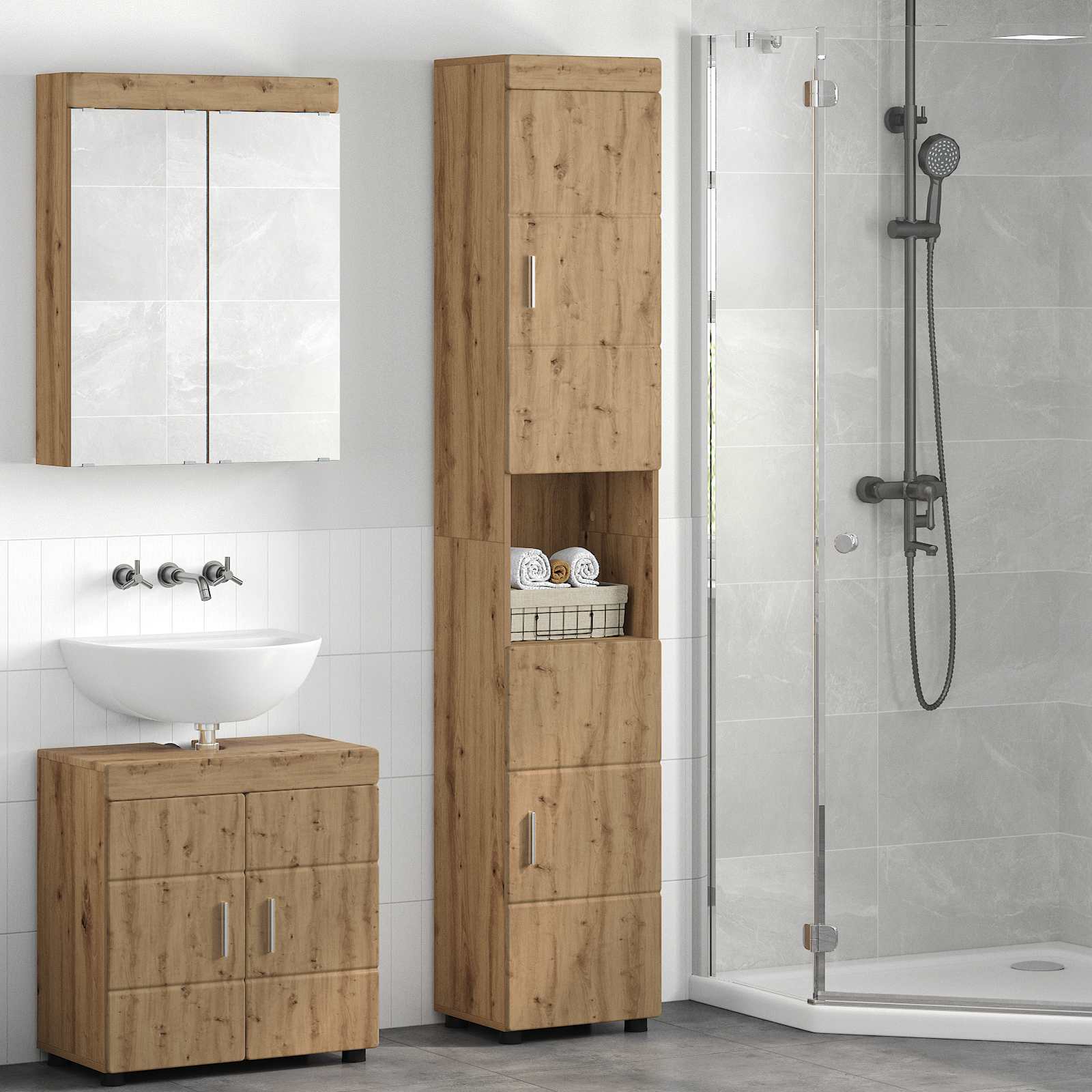 Badevrelsesskabst TULUM Artisan Egetr 37 x 31,5 x 203 cm