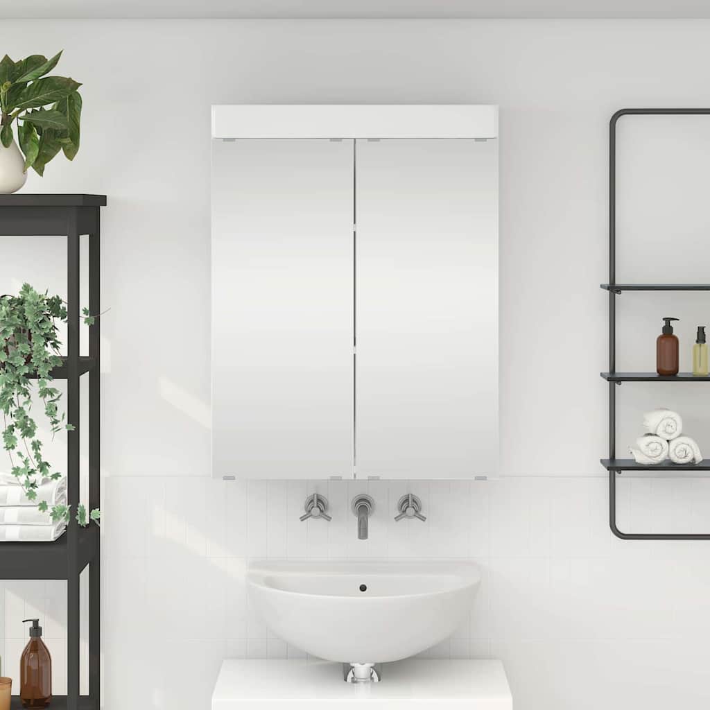 Badeværelsesspejlskab TULUM Høj gloss hvid 60 x 16,5 x 78 cm