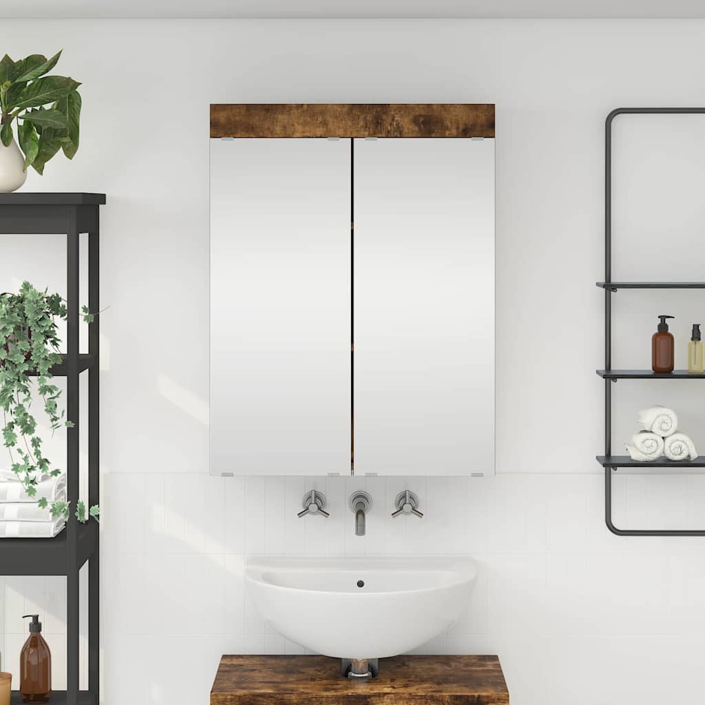 Badeværelsesspejlskab med dør TULUM Røget eg 60 x 16,5 x 78 cm