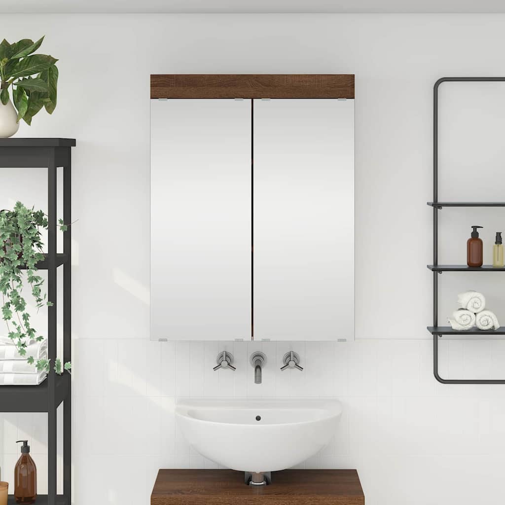 Badeværelsesspejlskab med hylde TULUM Brun eg 60 x 16,5 x 78 cm