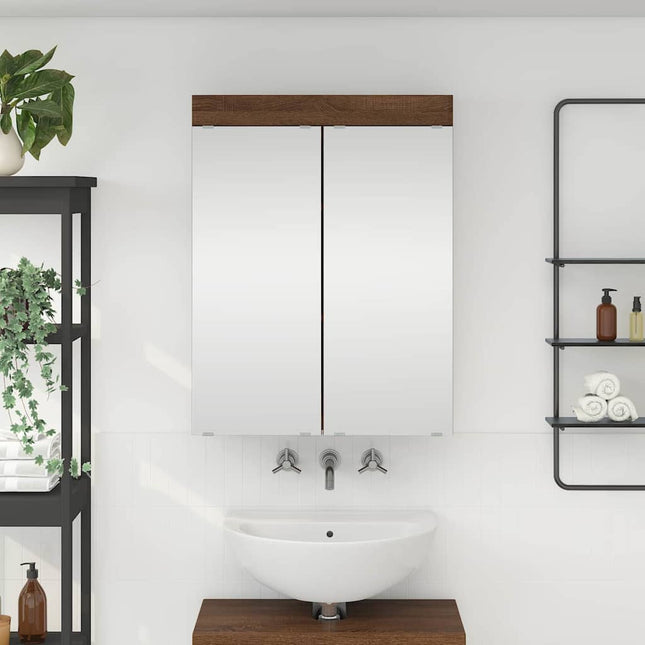 Badeværelsesspejlskab med hylde TULUM Brun eg 60 x 16,5 x 78 cm