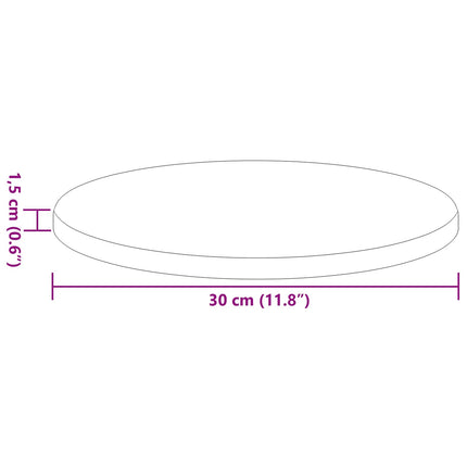 Bordplade Ø 30 x 1,5 cm Rund Konstrueret træ Sort