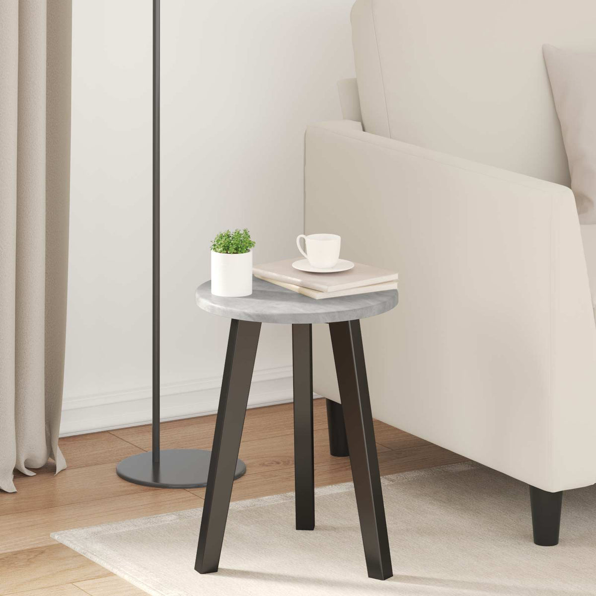 vidaXL Bordplade Ø 30 x 1,5 cm Rund Konstrueret træ Betongrå