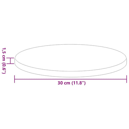 Bordplade Ø 30 x 1,5 cm Rund Konstrueret træ Røget eg