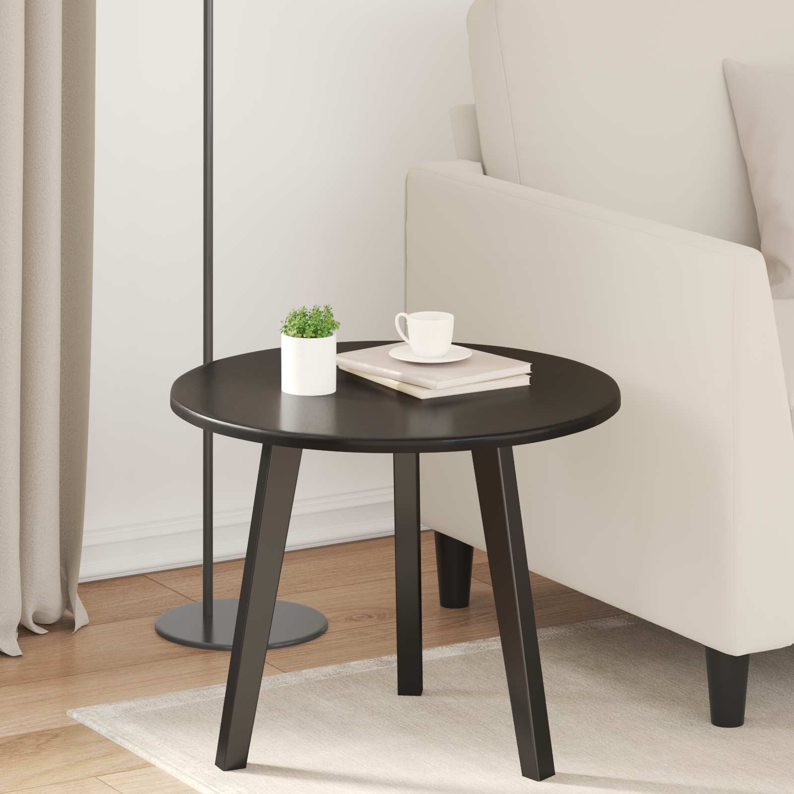 vidaXL Bordplade Ø 50 x 1,5 cm Rund Konstrueret træ Sort
