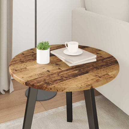 Bordplade Ø 50 x 1,5 cm Rund Konstrueret træ Gammelt træ
