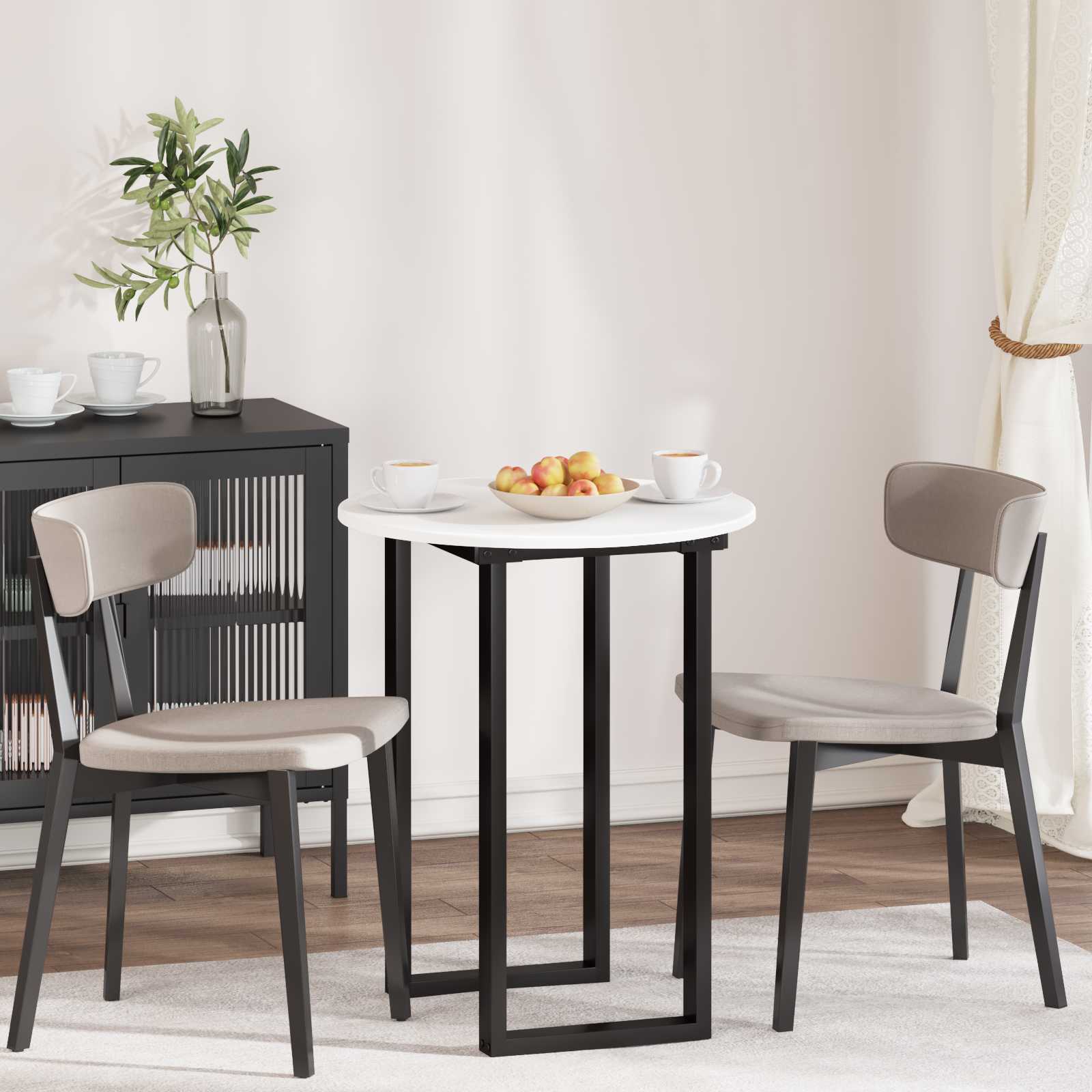 vidaXL Bordplade Ø 60 x 1,5 cm Rund Konstrueret træ Hvid