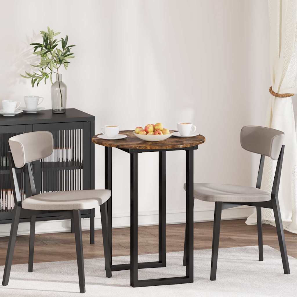 vidaXL Bordplade Ø 60 x 1,5 cm Rund Konstrueret træ Røget eg