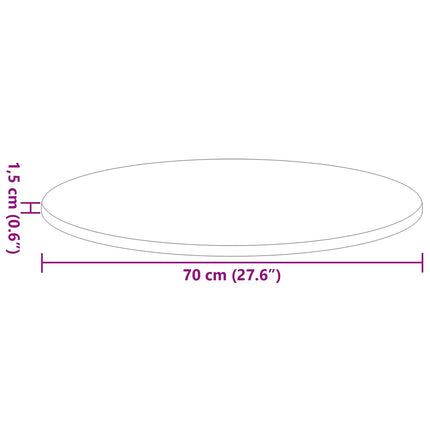 Bordplade Ø 70 x 1,5 cm Rund Konstrueret træ Sort