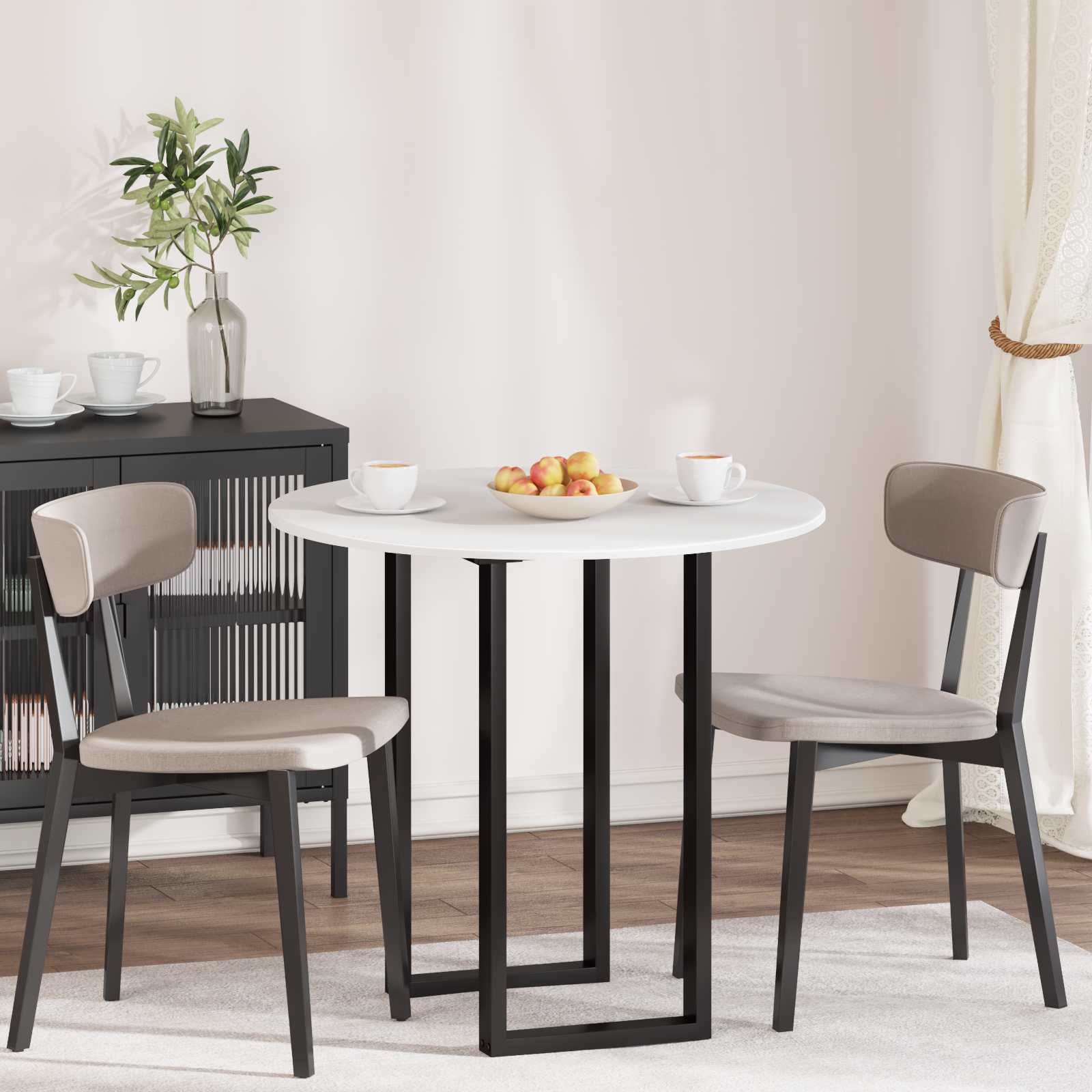vidaXL Bordplade Ø 80 x 1,5 cm Rund Konstrueret træ Hvid