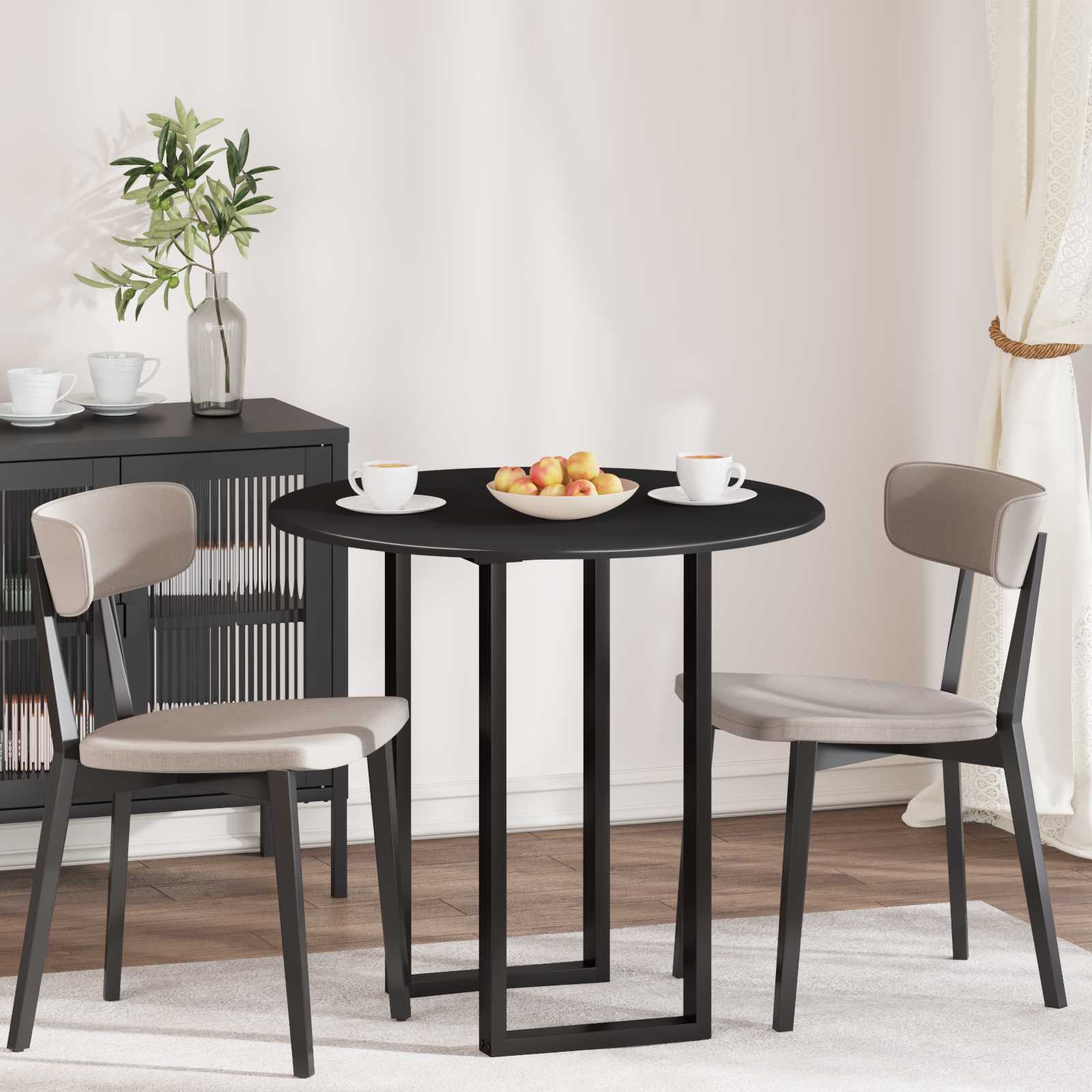 vidaXL Bordplade Ø 80 x 1,5 cm Rund Konstrueret træ Sort