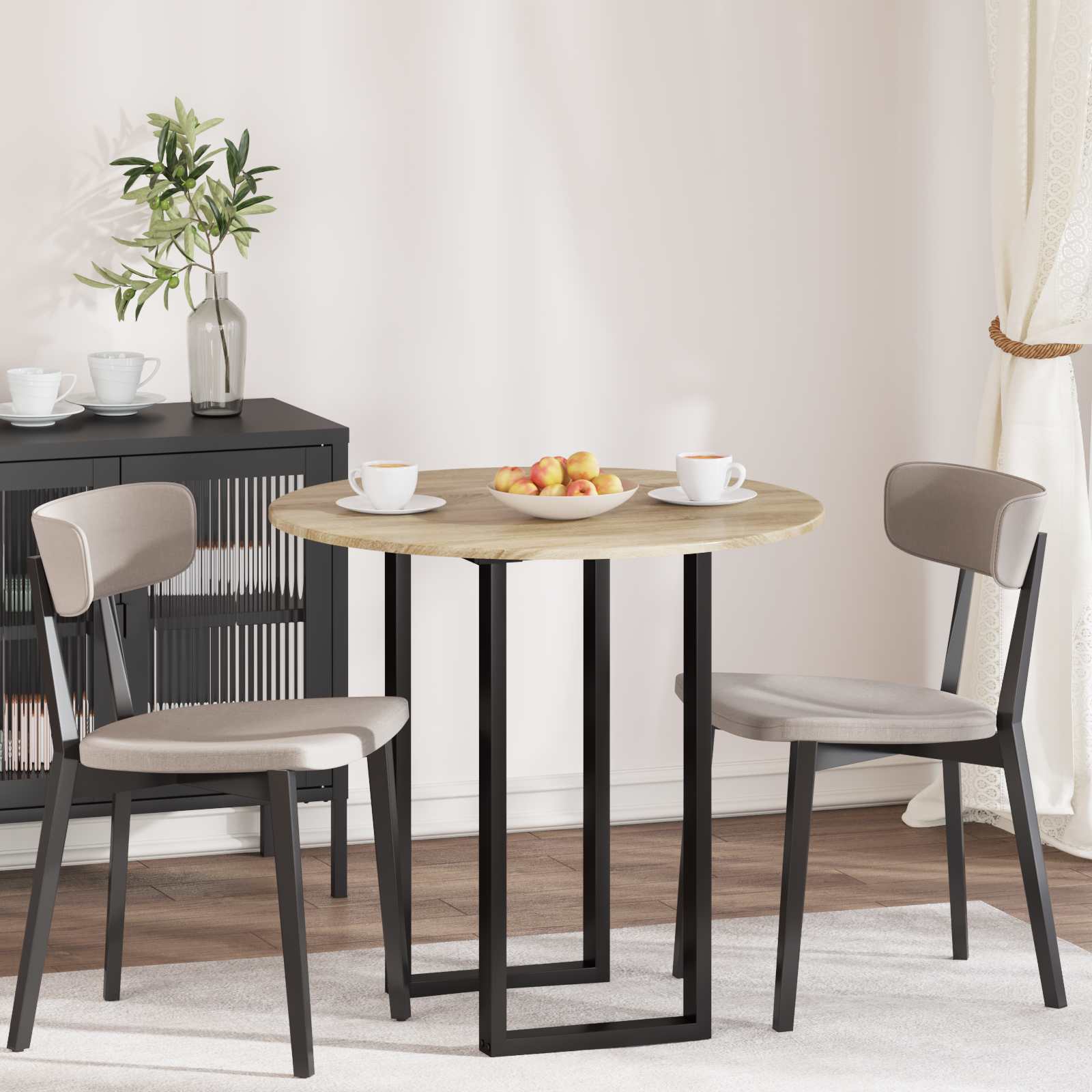 vidaXL Bordplade Ø 80 x 1,5 cm Rund Konstrueret træ Sonoma-eg