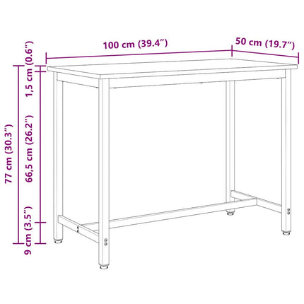 bord Hvid 100 x 50 x 77 cm Ingeniørtræ og stål