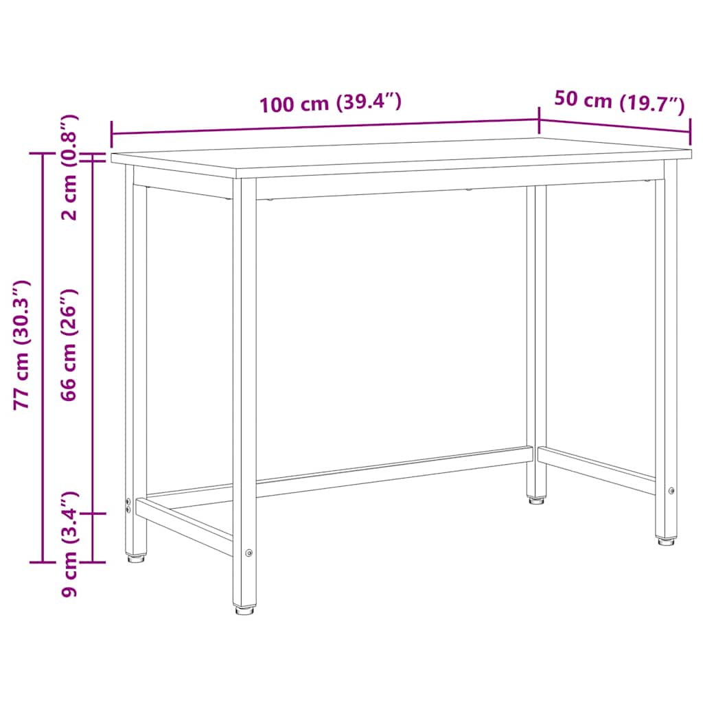 bord Hvid 100 x 50 x 77 cm Ingeniørtræ og stål
