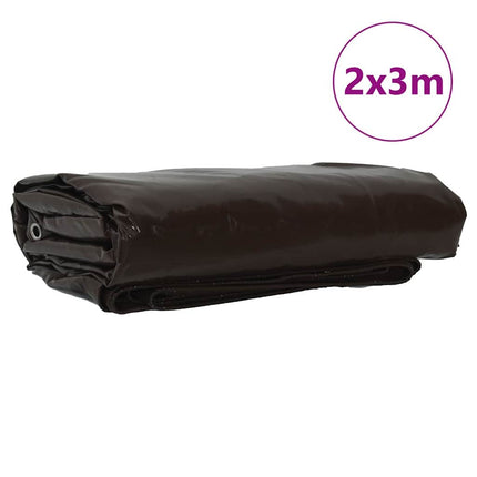 Tarpaulin 650g / m² Brun 2 x 3 m Lærred med PVC-belægning