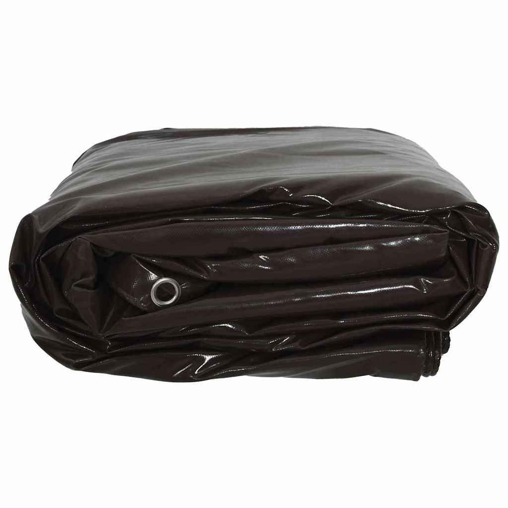 Tarpaulin 650g / m² Brun 6 x 8 m Lærred med PVC-belægning