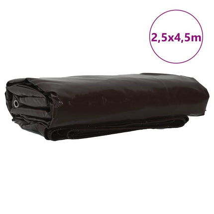 Tarpaulin 650g / m² Brun 2,5 x 4,5 m Lærred med PVC-belægning