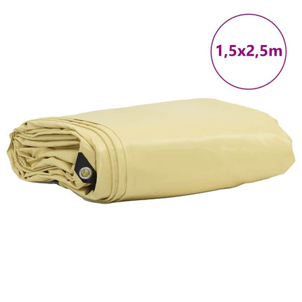 Tarpaulin 650g / m² Beige 1,5 x 2,5 m Lærred med PVC-belægning