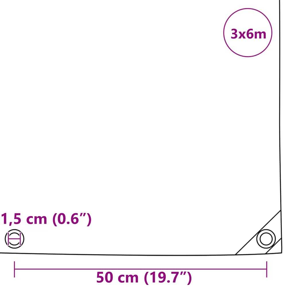 Tarpaulin 650g / m² Oliven grøn 3 x 6 m Lærred med PVC-belægning