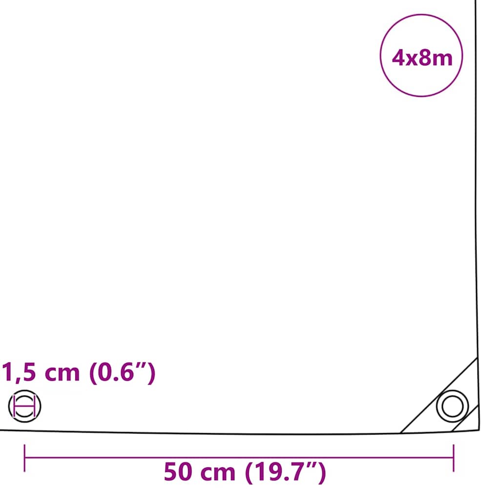 Tarpaulin 650g / m² Oliven grøn 4 x 8 m Lærred med PVC-belægning