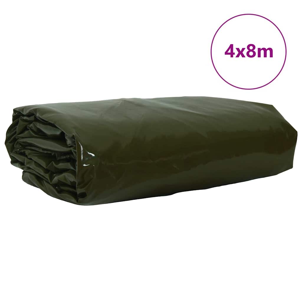 Tarpaulin 650g / m² Oliven grøn 4 x 8 m Lærred med PVC-belægning