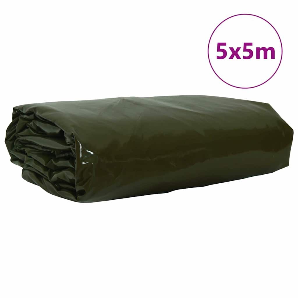 Tarpaulin 650g / m² Oliven grøn 5 x 5 m Lærred med PVC-belægning