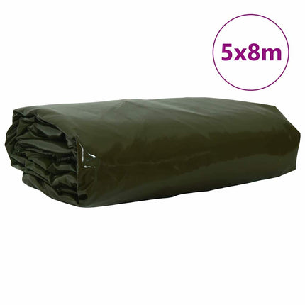 Tarpaulin 650g / m² Olivengrøn 5 x 8 m Lærred med PVC-belægning