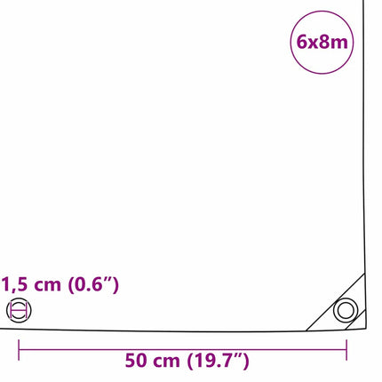 Tarpaulin 650g / m² Orange 6 x 8 m Lærred med PVC-belægning
