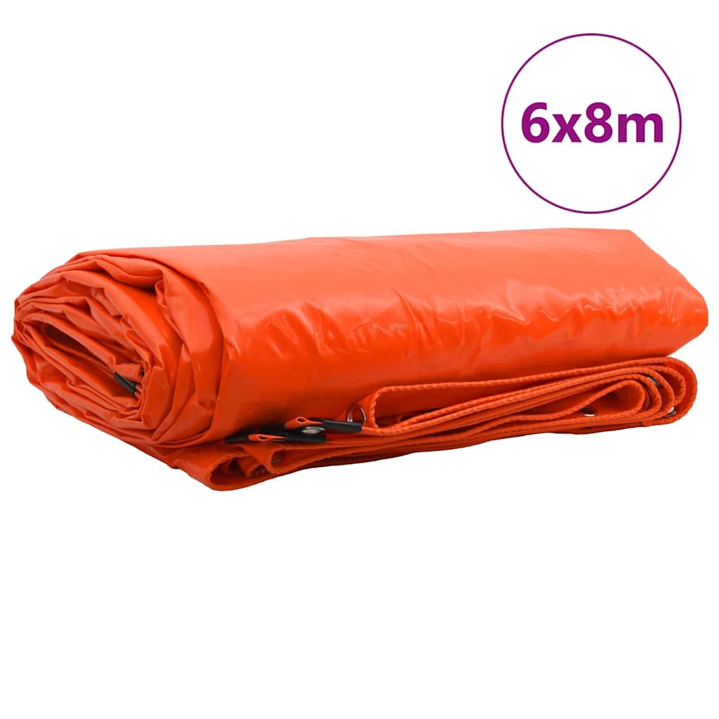 Tarpaulin 650g / m² Orange 6 x 8 m Lærred med PVC-belægning