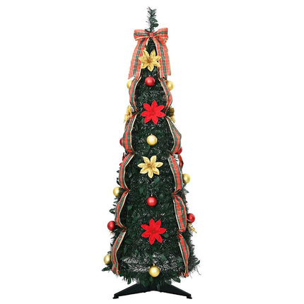 Kunstigt juletræ med 50 LED'er med stativ Grøn 125 cm PVC