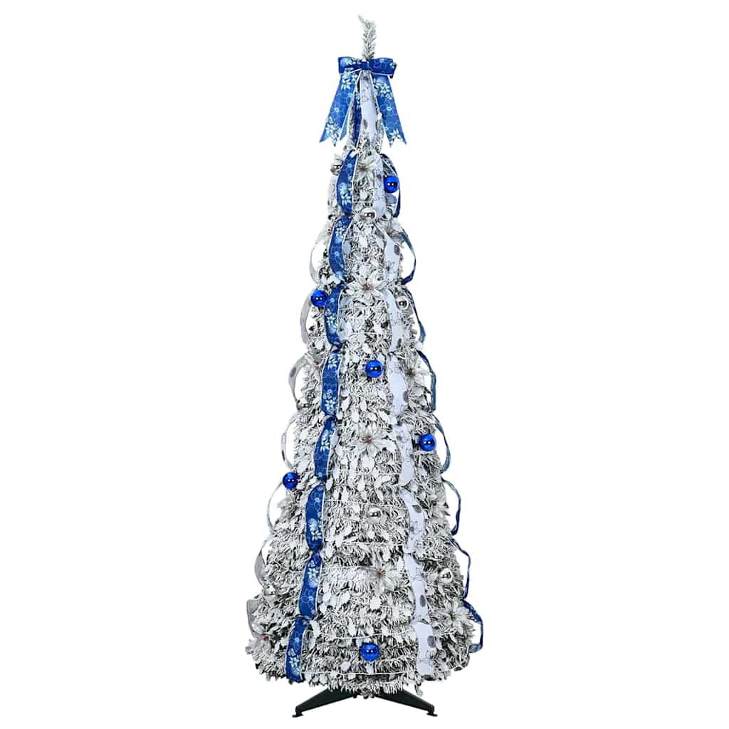 Kunstigt juletræ med 200 LED'er med stativ Hvid 210 cm PVC