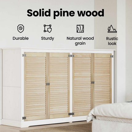 Skabsdør 4 pcs Naturfarvet 49,5 x 2,1 x 110 cm Massiv fyrretræ